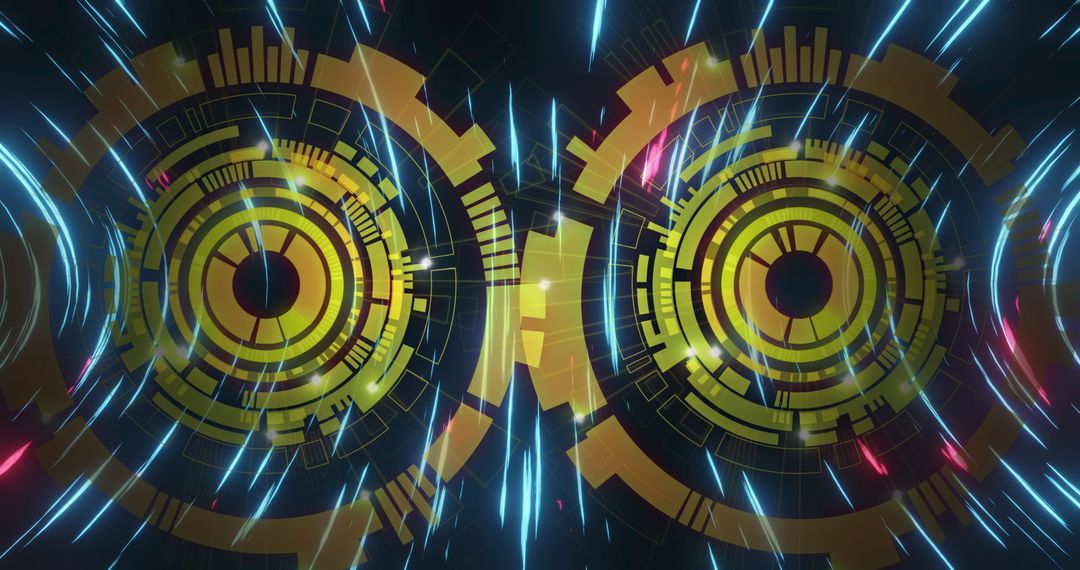 Futuristic Geometric Patterns with Glowing Light Trails