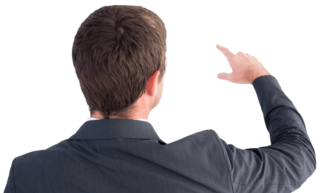 Transparent Background Businessman Pointing Academy Concept