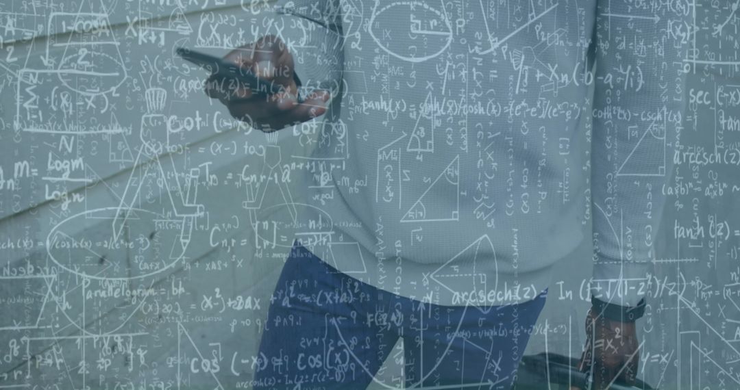 Businessman Analyzing Data With Smartphone Amid Calculations