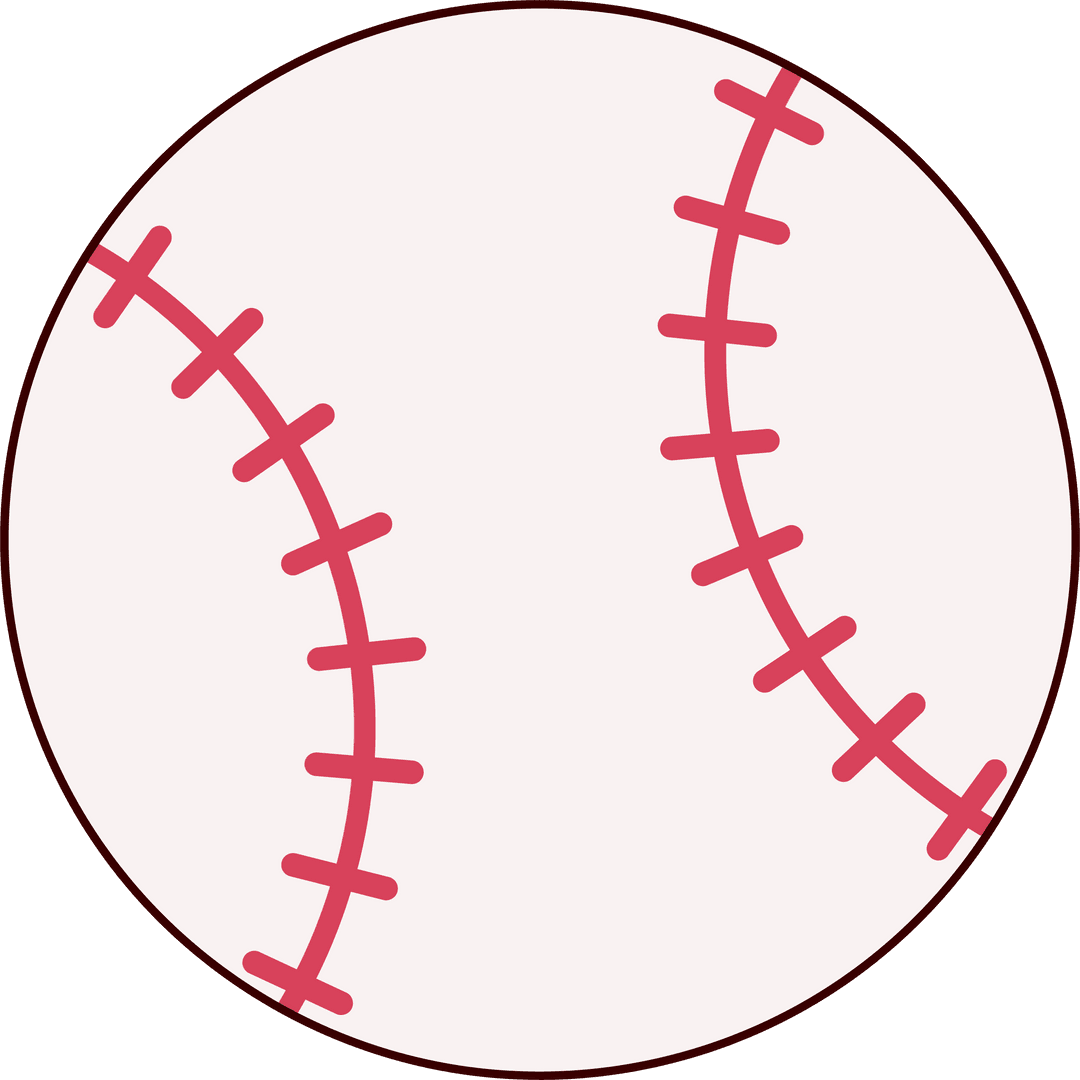 Baseball Icon Showing Red Stitching on Transparent Background