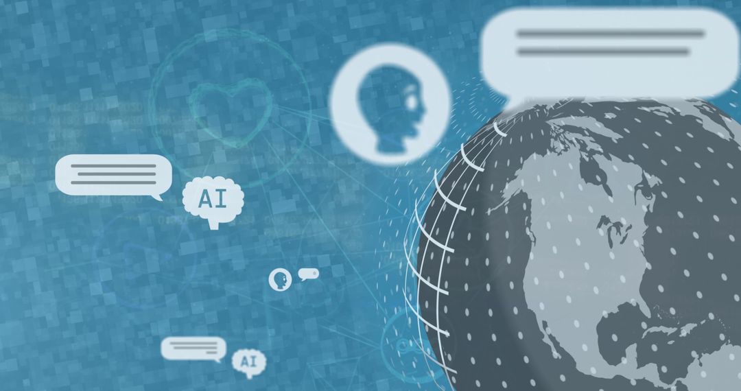 Global AI Data Processing and Digital Communications Concept