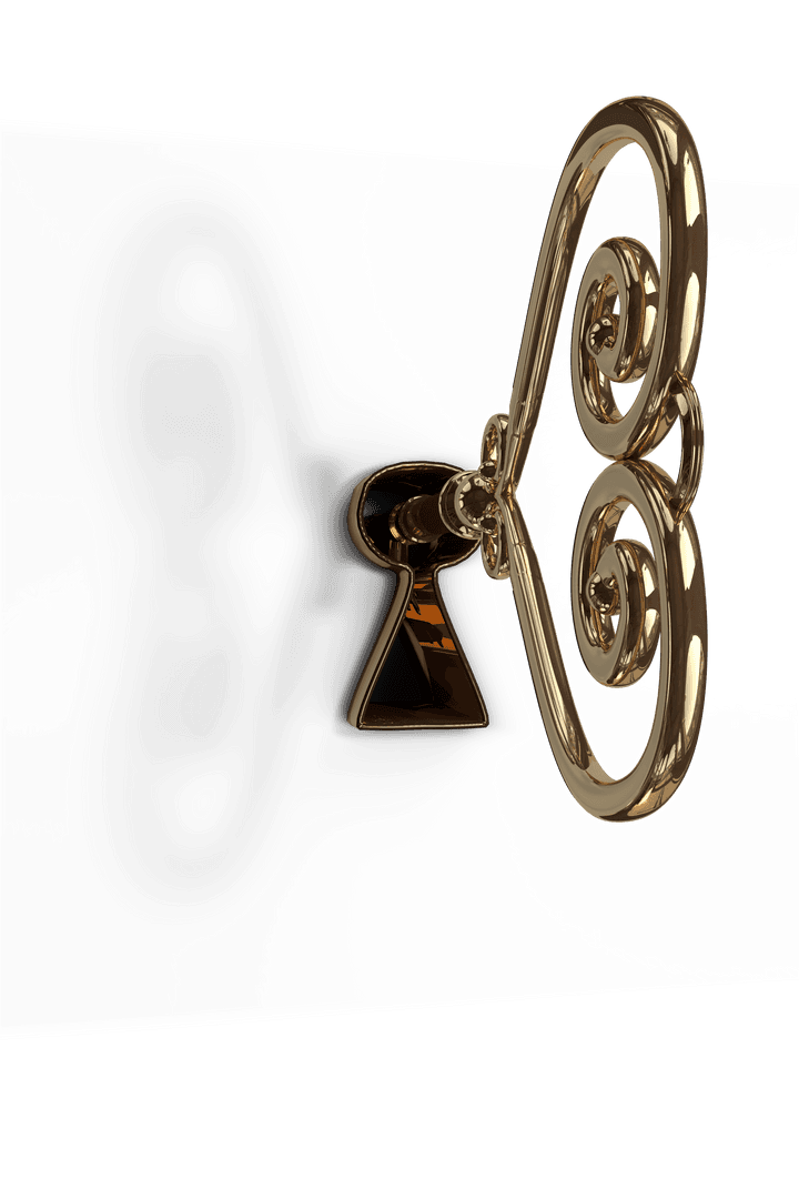 Elegant Brass Key in Keyhole on Transparent Background