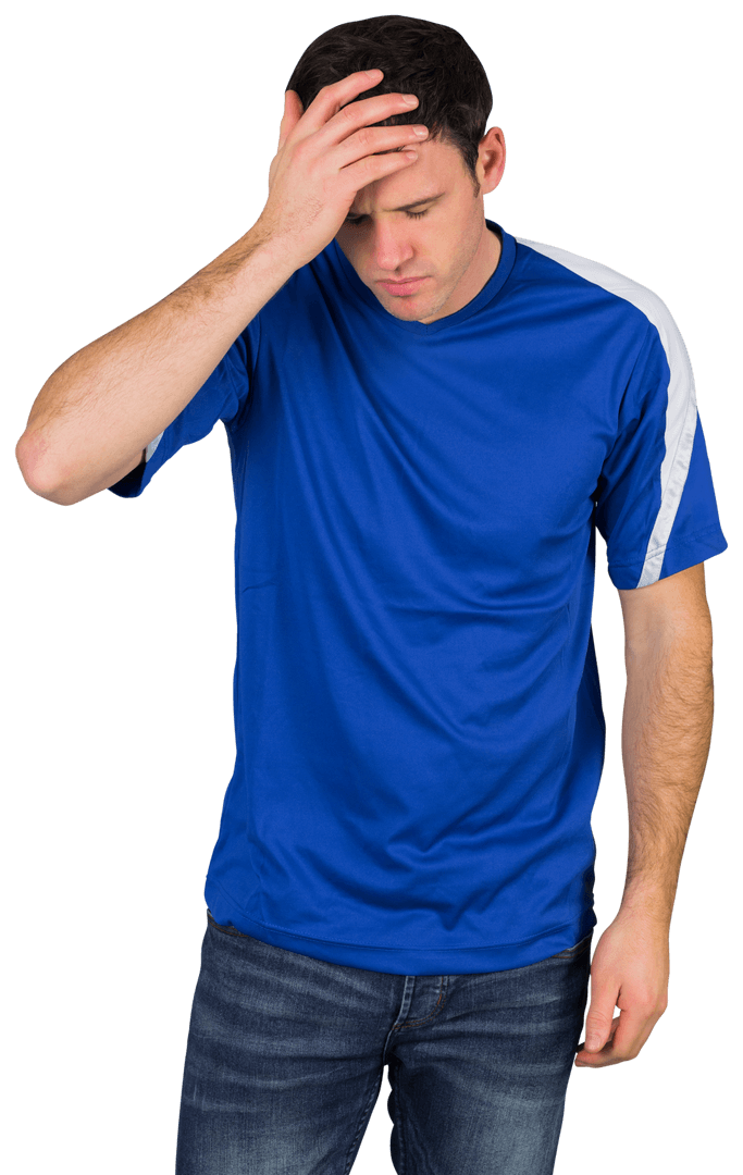 Transparent Background Disappointed Fan Wearing Blue