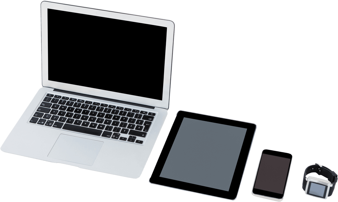 Modern Electronic Devices on Transparent Background