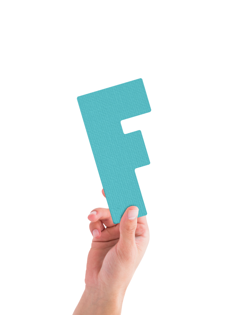 Hand Holding Turquoise Letter F on Transparent Background - Download Free Stock Images Pikwizard.com