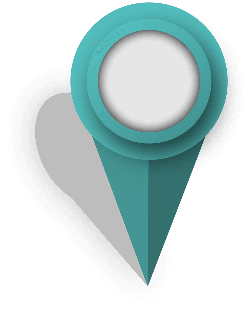 Transparent Teal Location Marker Icon with Circular Core