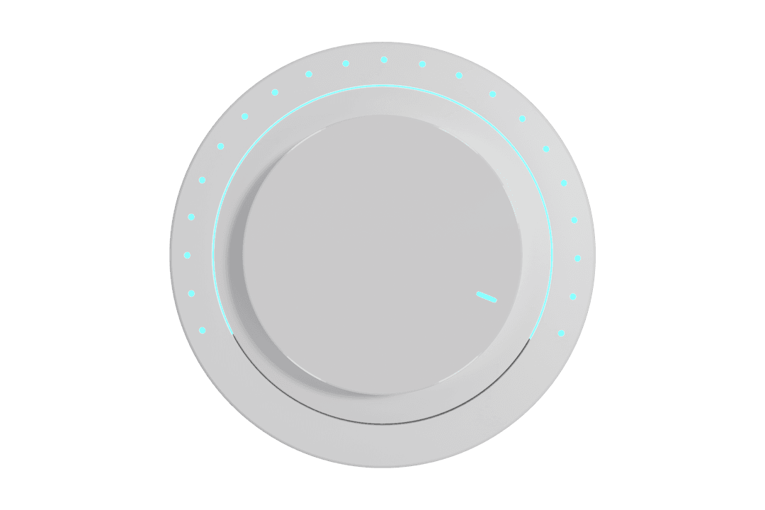 Adjusting Digital Knob with Blue Accents on Transparent Background