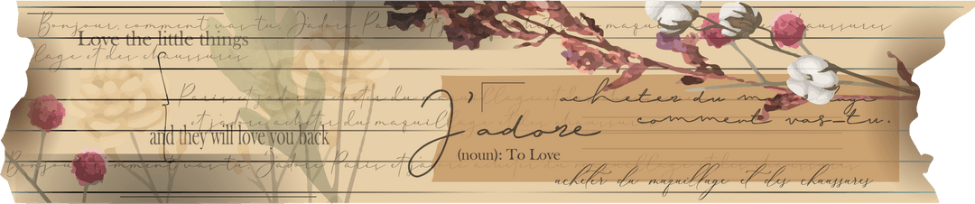 Botanical Torn Notepaper With Floral Detail On Transparent Background