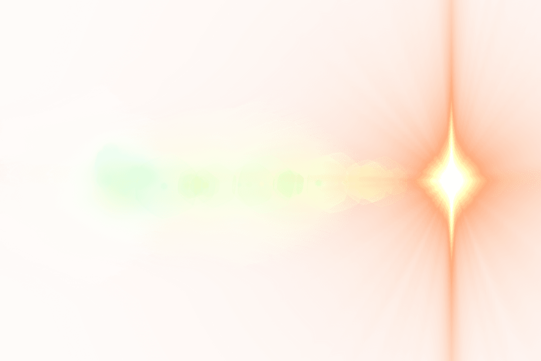 Digital Orange Spotlight and Lens Flare on Transparent Background