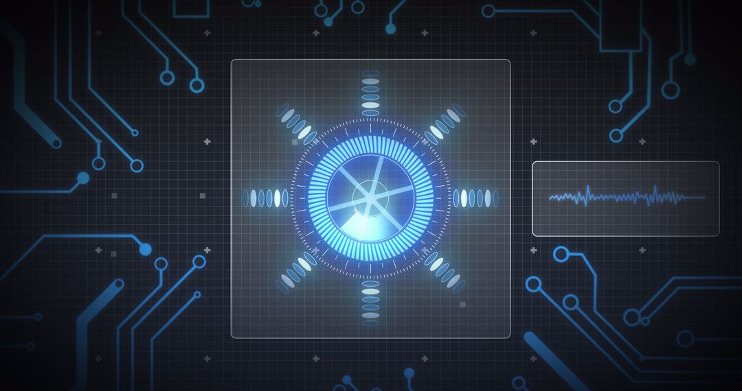 Futuristic Digital Interface with Processor Elements