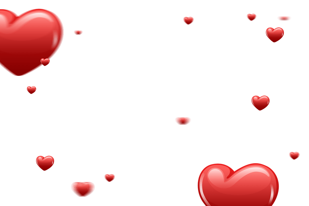 Red Hearts Illustration on Transparent Background for Celebrations