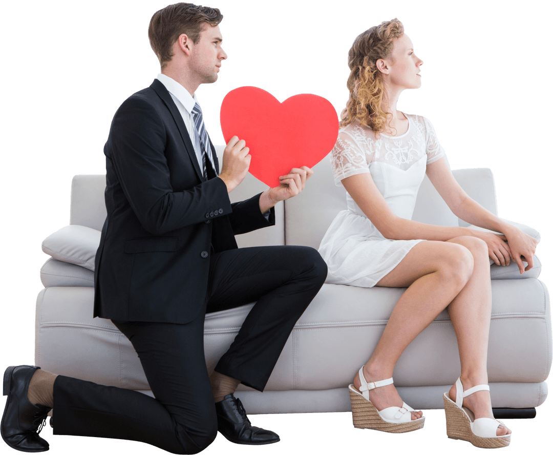 Transparent Couple in Love with Heart Shape Gesture