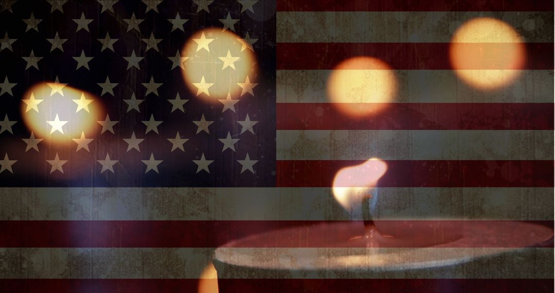 Patriotic Reflection with Flickering Candlelight