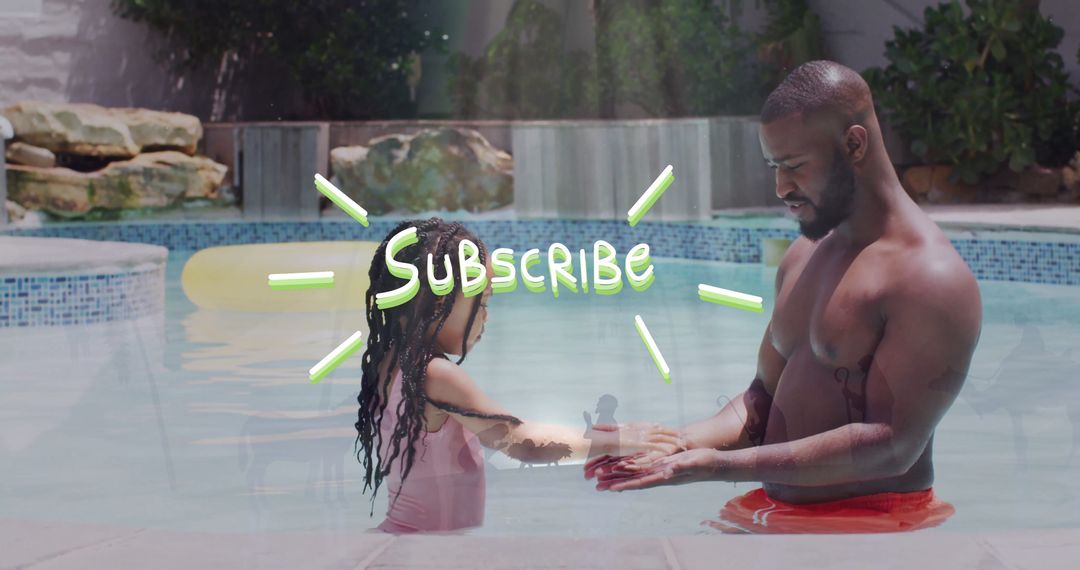 Father and Daughter Enjoying Time in Backyard Pool