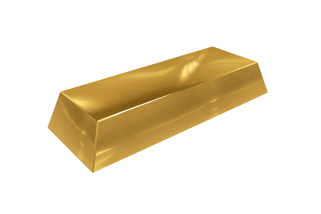Gold Bullion Bar Isolated PNG Transparent for Design and Marketing
