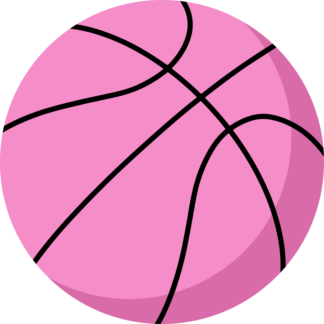 Pink Basketball in Vibrant Flat Vector on Transparent Background