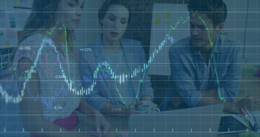 Business Team Analyzing Financial Data with Chart Overlay - Free Images, Stock Photos and Pictures on Pikwizard.com