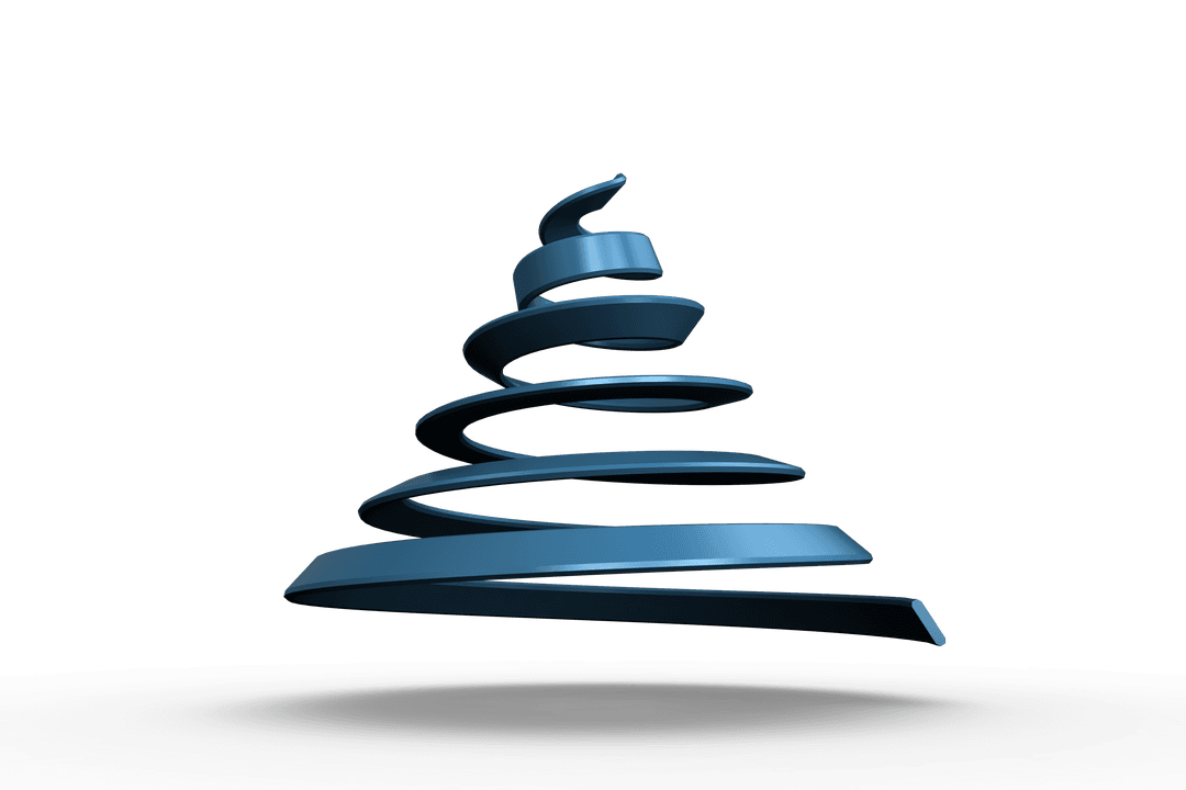 Blueprint Spiral Christmas Tree Isolated On Transparent Background