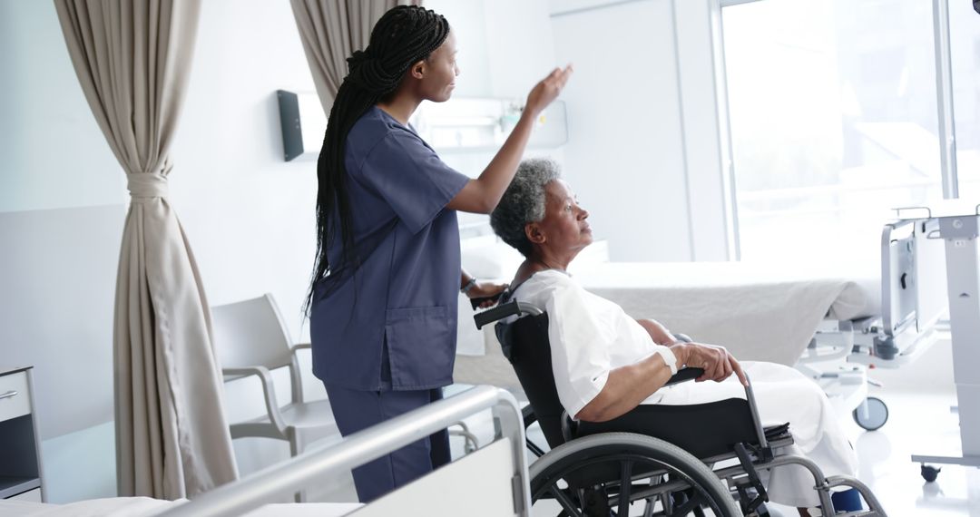 Nurse Assisting Elderly Patient in a Modern Hospital Room - Free Images, Stock Photos and Pictures on Pikwizard.com