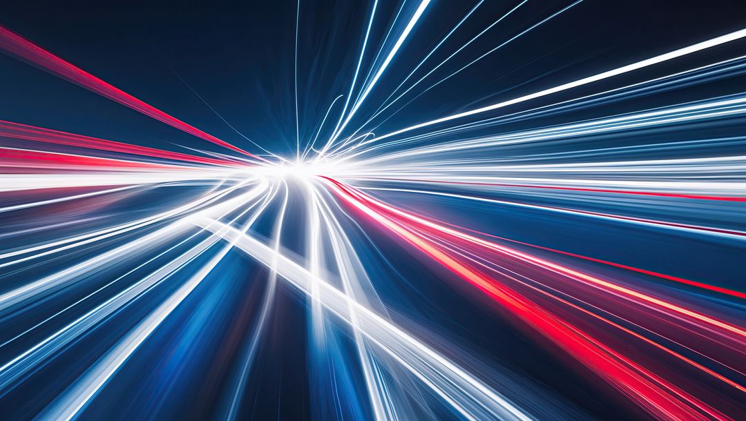 Colorful Light Trails on a Futuristic Digital Highway