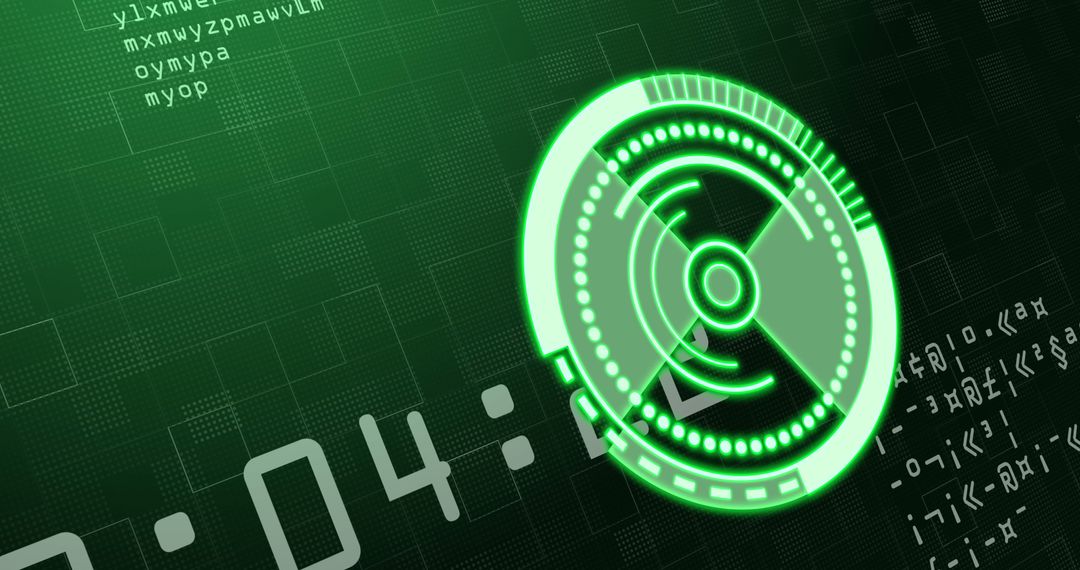 Digital Radar Analyzing Code Matrix on Black Digital Display