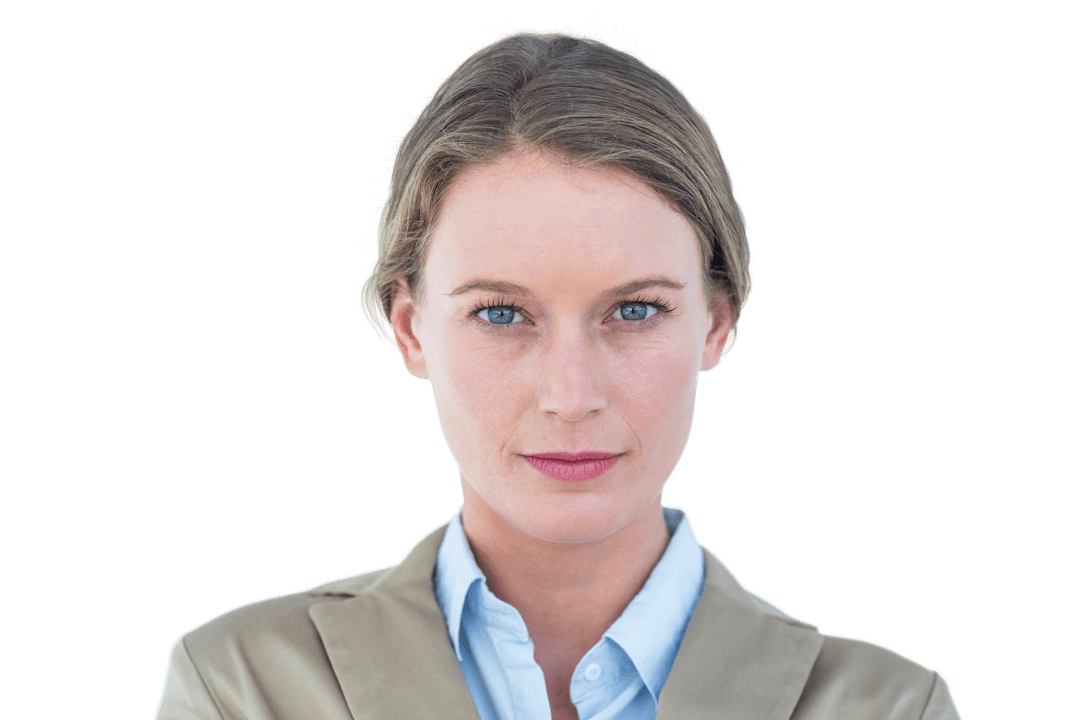 Transparent Confident Businesswoman Staring Intently Model Released Headshot