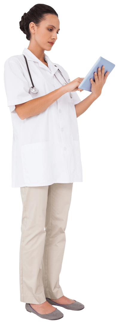 Transparent Nurse Using Tablet for Healthcare Records