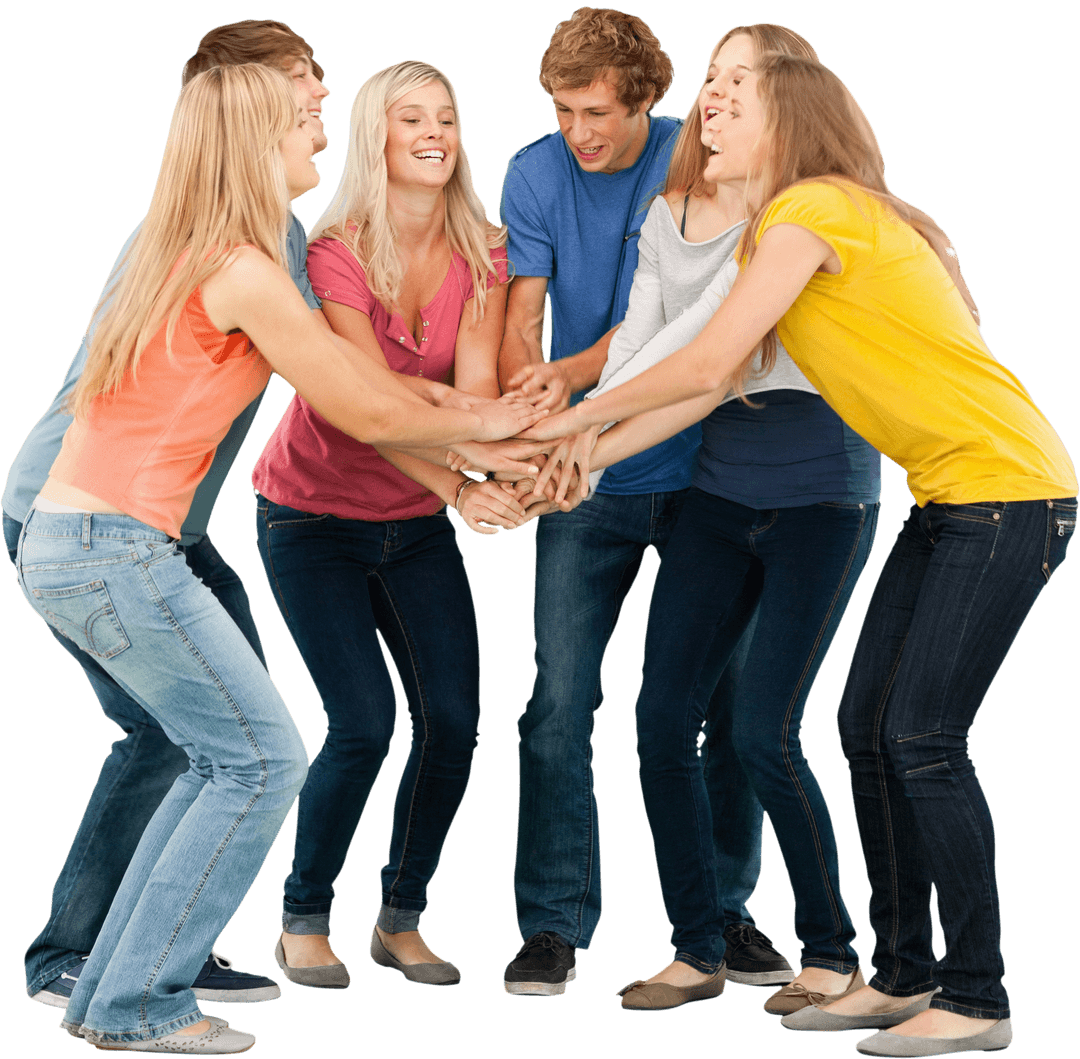 Transparent Group of Friends Cheering Together