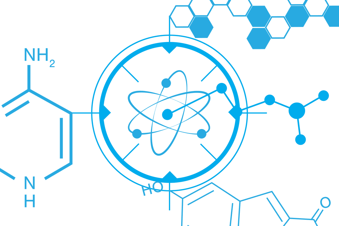 Blue Chemical Bonds Scientific Vector on Transparent Background