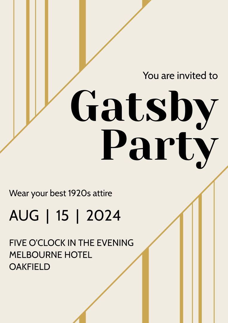 Elegant Gatsby Party Invitation Design with Geometric Lines - Download Free Stock Templates Pikwizard.com