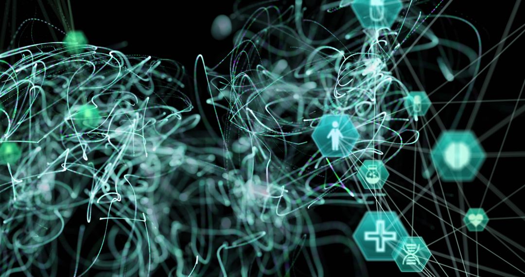 Digital Abstract Medical Network Looping on Black Background