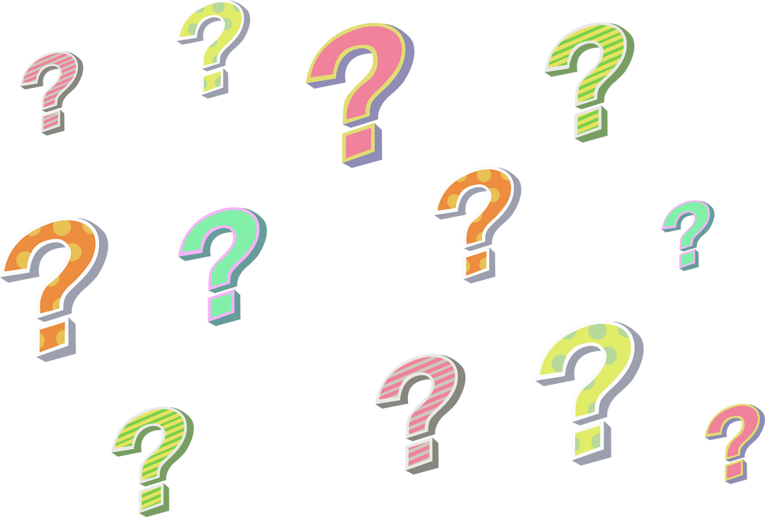 Colorful Question Marks Transparent Vector Art Design