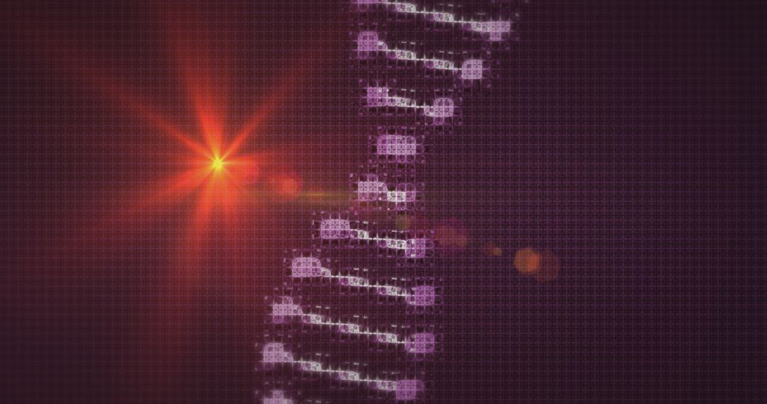 Digital Render of DNA Helix with Flare in Futuristic Setting