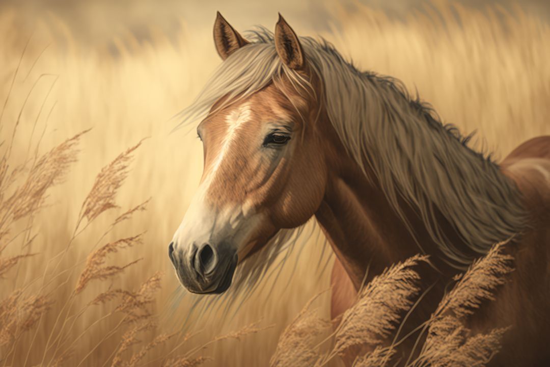 Brown horse standing in field, created using generative ai technology - Free Images, Stock Photos and Pictures on Pikwizard.com