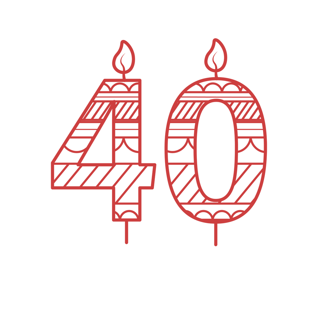 Red Decorative Number 40 Birthday Candle Illustration on Transparent Background - Download Free Stock Images Pikwizard.com