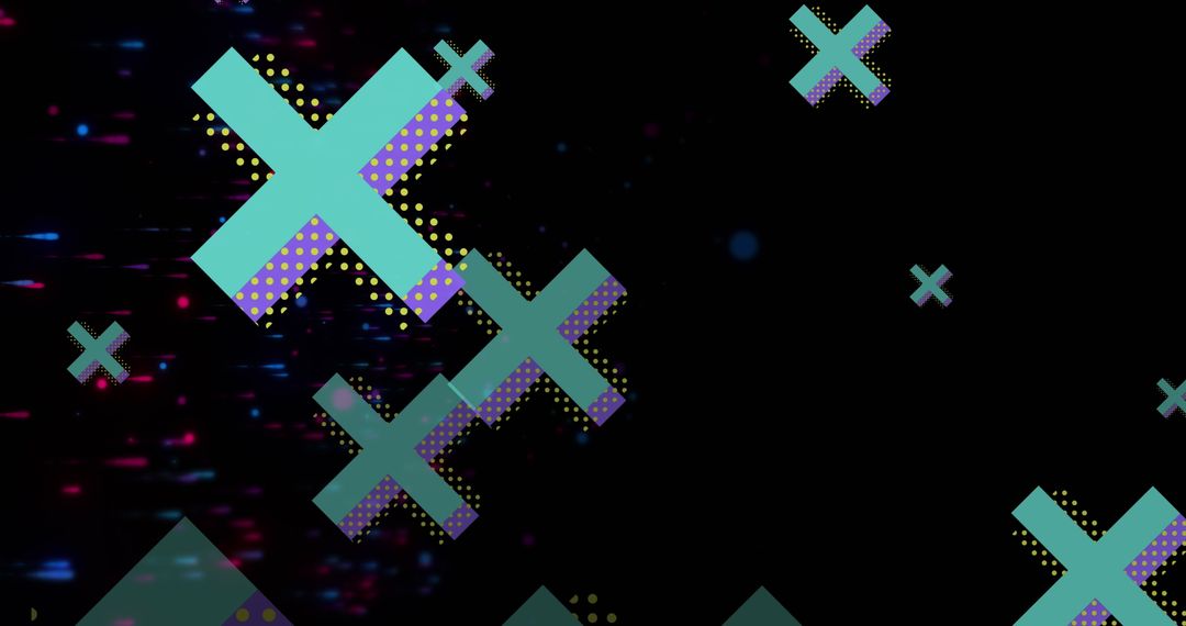 Abstract Cross Icons with Digital Interface Theme