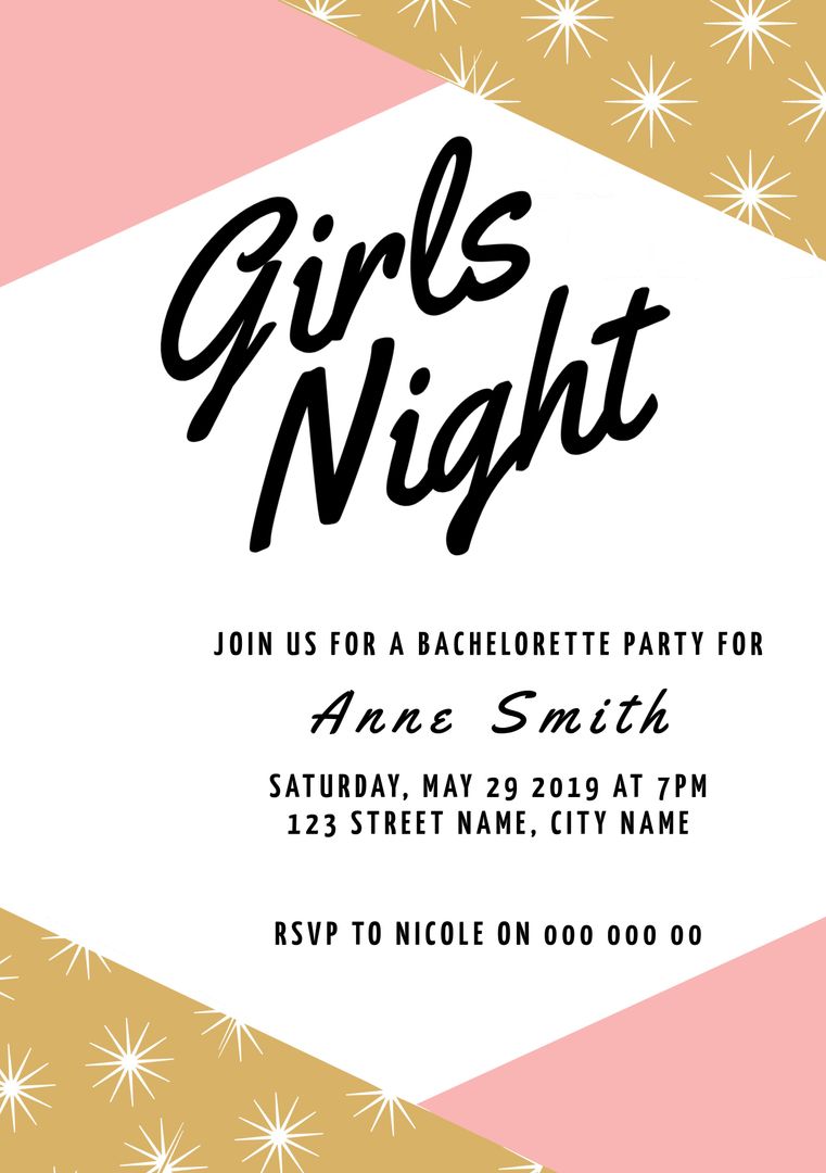 Modern Bachelorette Party Invitation with Fun Fonts and Sparkles - Download Free Stock Templates Pikwizard.com