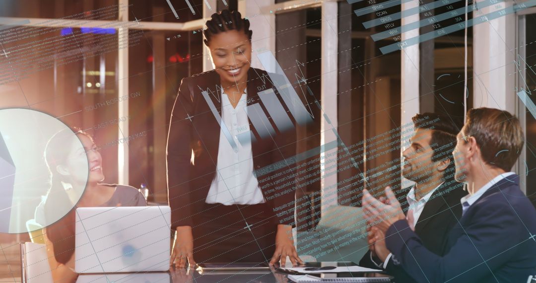 Diverse Business Team Engaged in Data Visualization Meeting