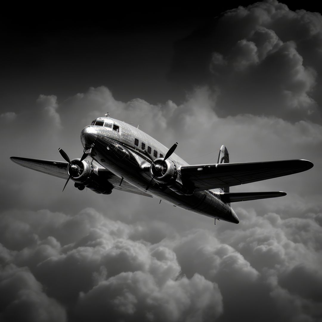 Vintage Airplane Flying Amidst Dramatic Clouds - Free Images, Stock Photos and Pictures on Pikwizard.com