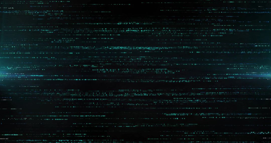 Abstract Dynamic Glowing Green Specks on Black Background