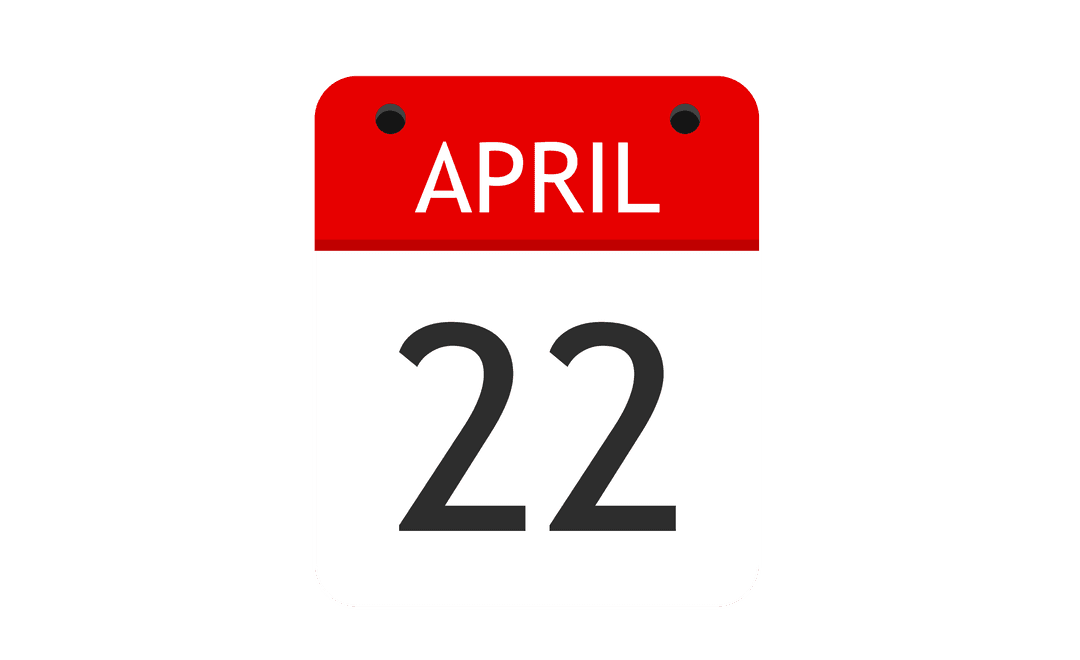 Transparent Calendar Page Illustration April 22 Illustration