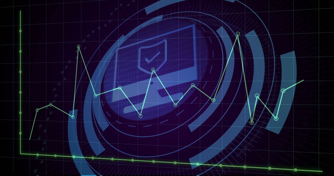 Neon Green Data Graph on Digital Holographic Interface