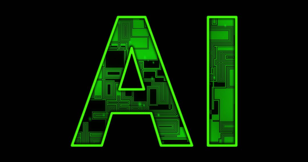 Green Circuit Board AI Logo Symbolizing Futuristic Technology