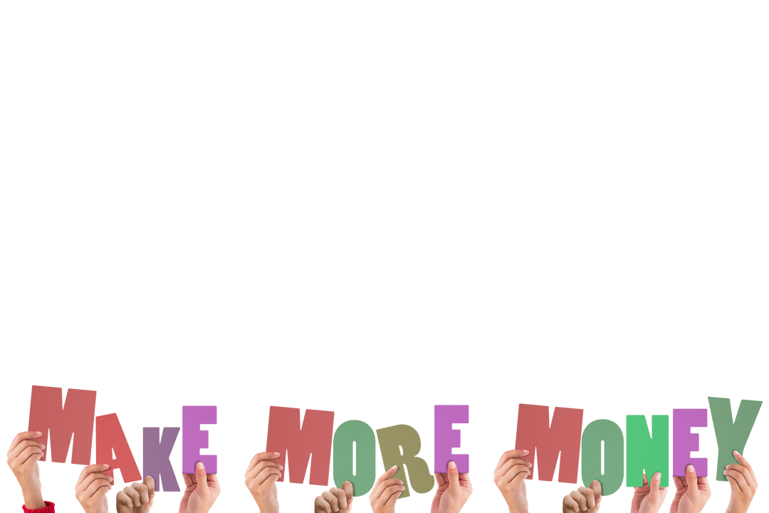 Transparent Hands Holding Make More Money Lettering