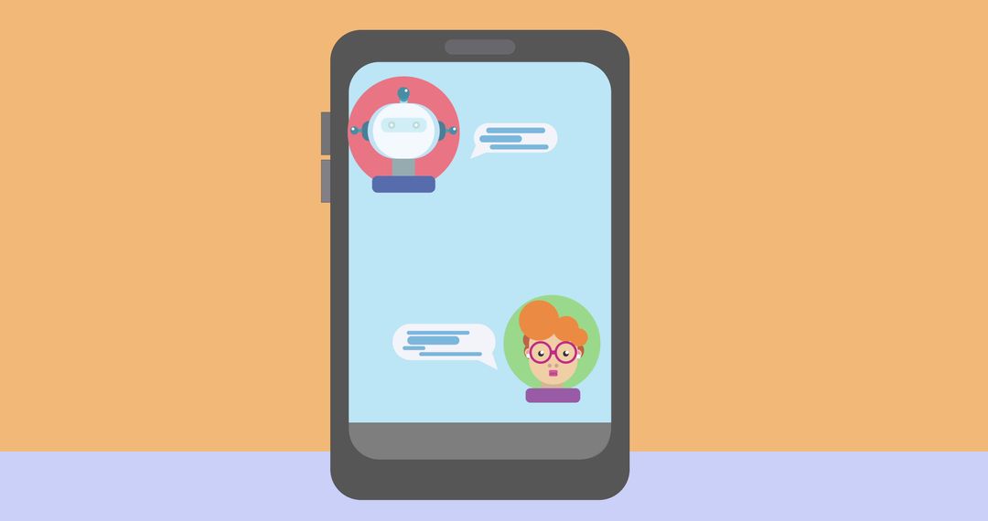 AI Chat Interface on Smartphone with Colorful Icons