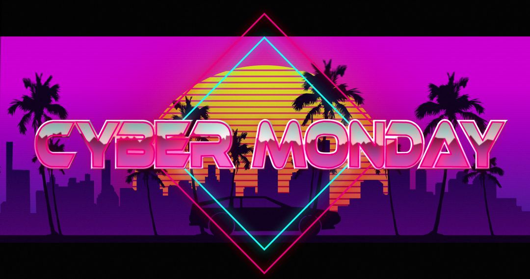 Cyber Monday 80s Style Digital Retro Banner