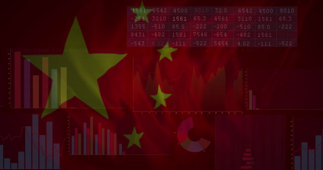 Economic Data Analysis Against Chinese Flag Backdrop