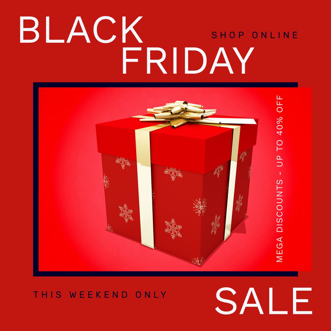 Red Gift Box Highlight in Black Friday Digital Sale Advertisement