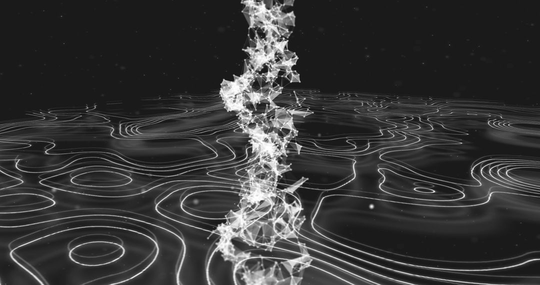 Futuristic DNA Strand with Abstract Digital Connections