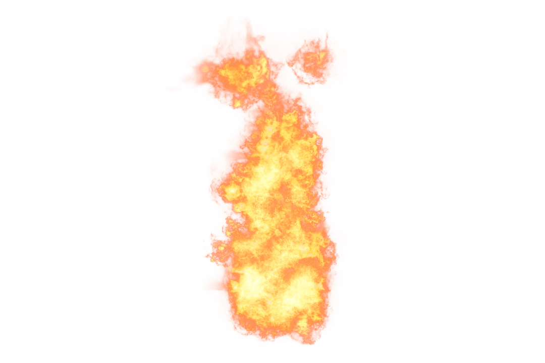 Fiery Explosion with Intense Flames and Transparent Background